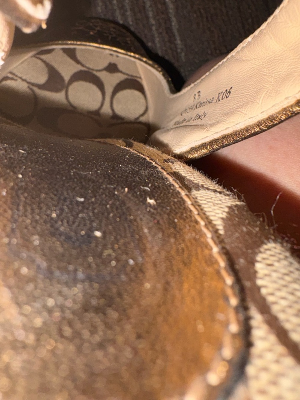 Coach Ireland Crackled Gold Leather Slingback Platform Wedge Espadrille Karisa 8 - Picture 11 of 12